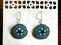 Sand Dollars Etched Emu Egg Earrings Pysanky Jewelry by So Jeo                  https://www.etsy.com/ca/listing/201774292 : pysanky etched emu emerald green egg acid etch jewelry jewellery handmade artisan Pysanky by So Jeo